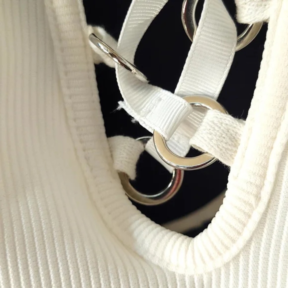 Plunging Lace Up Ribbed Bodysuit - Picture 6 of 8